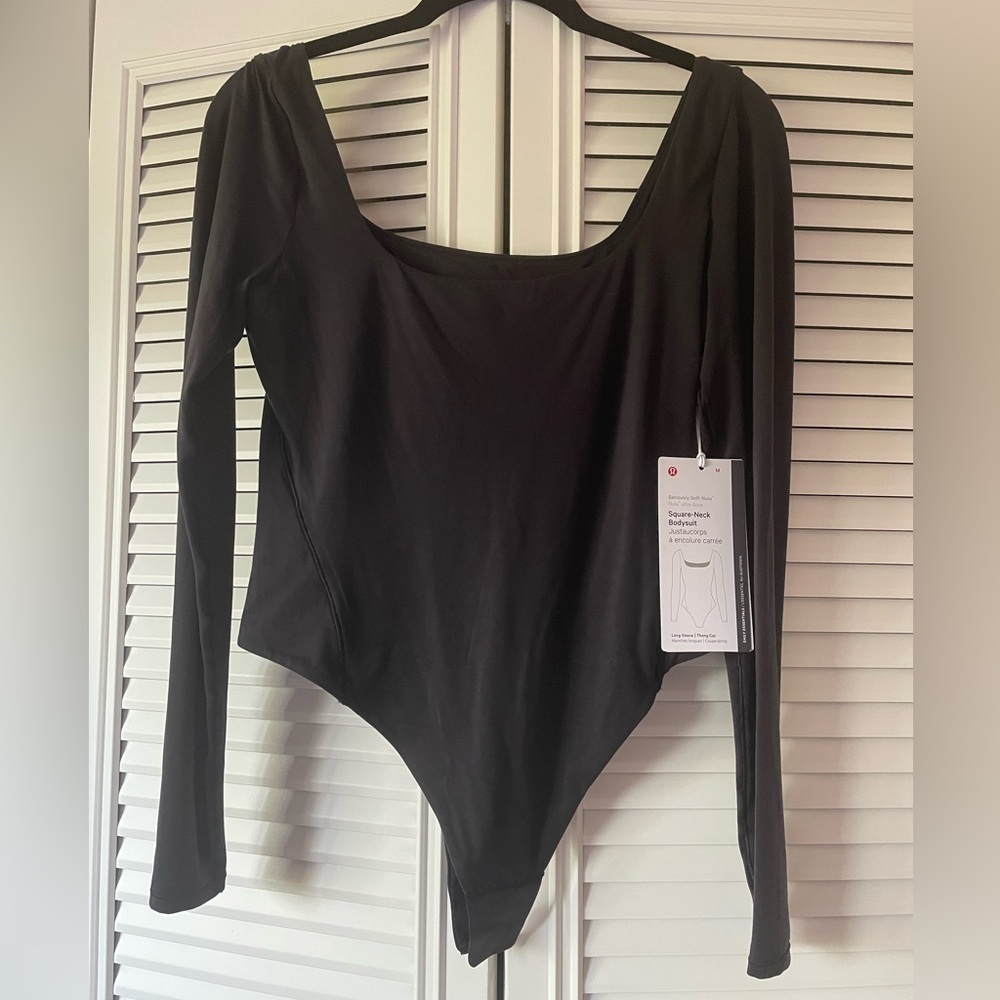 lululemon Nulu Black Square Neck Bodysuit